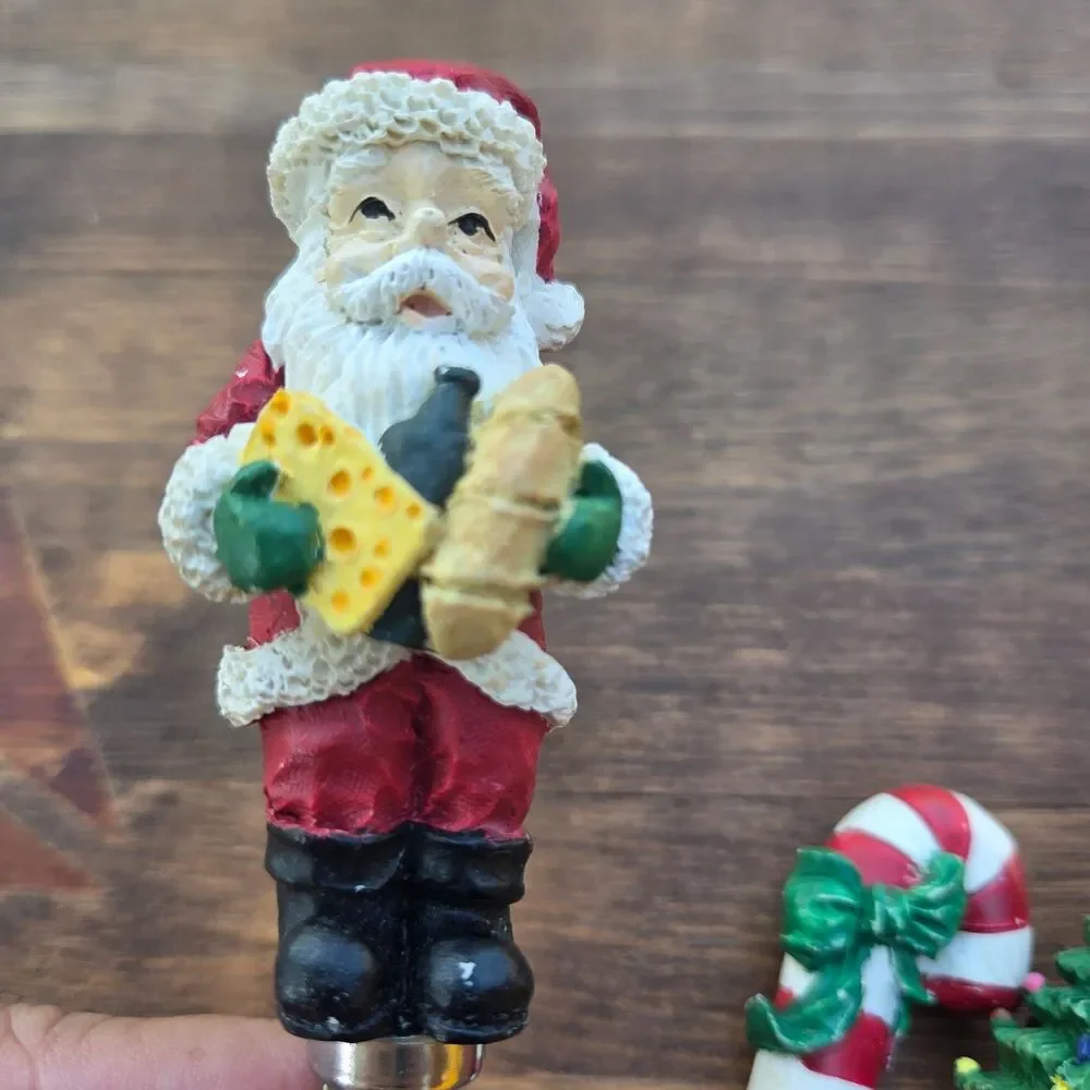 Vintage Christmas Charcuterie Serving Tool Set Santa Tree Candy Cane 4 Pc